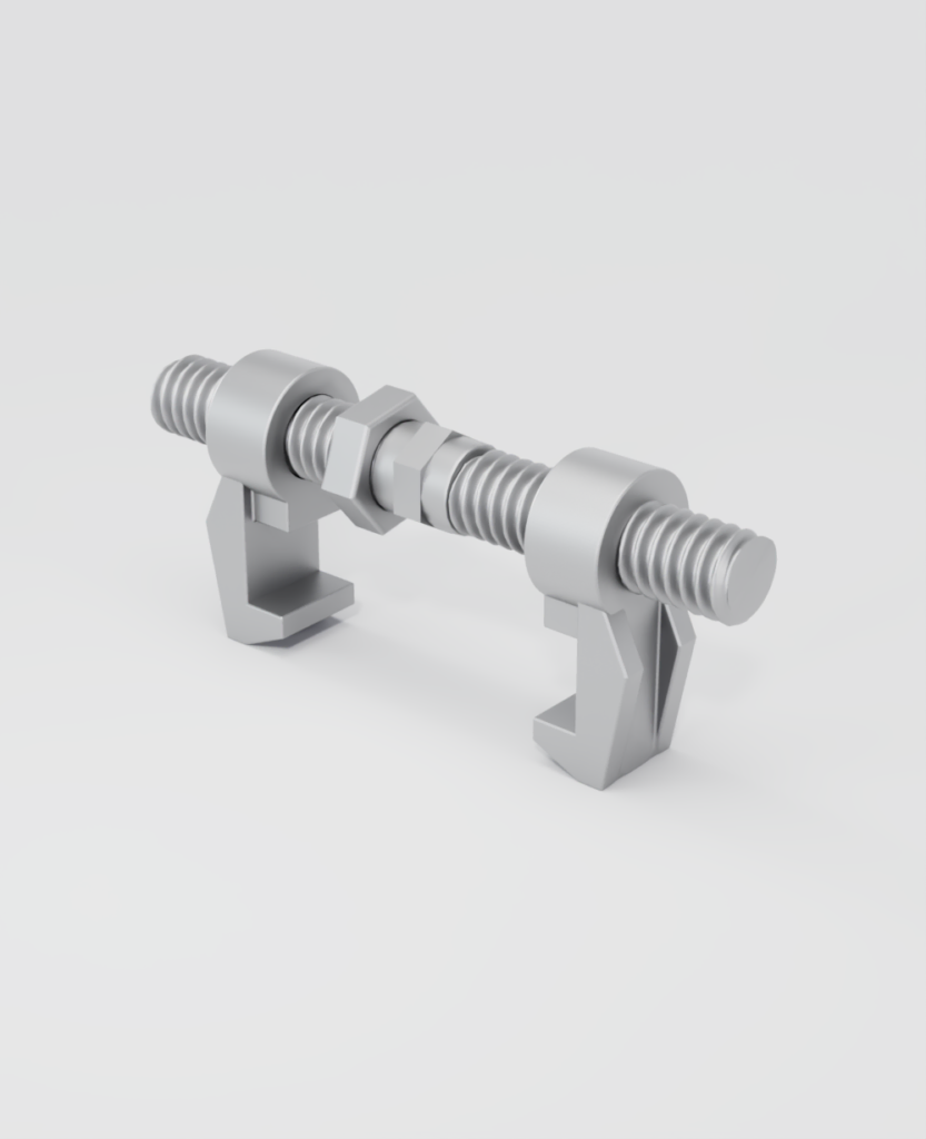 Dispositif métallique de type bridge fitting utilisé pour assembler et sécuriser deux conteneurs maritimes côte à côte