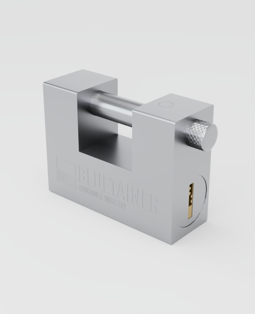Cadenas anti-effraction en métal pour la sécurisation des conteneurs maritimes.