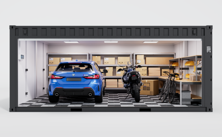 Cargo Garage 20 intérieur vue de face volet ouvert