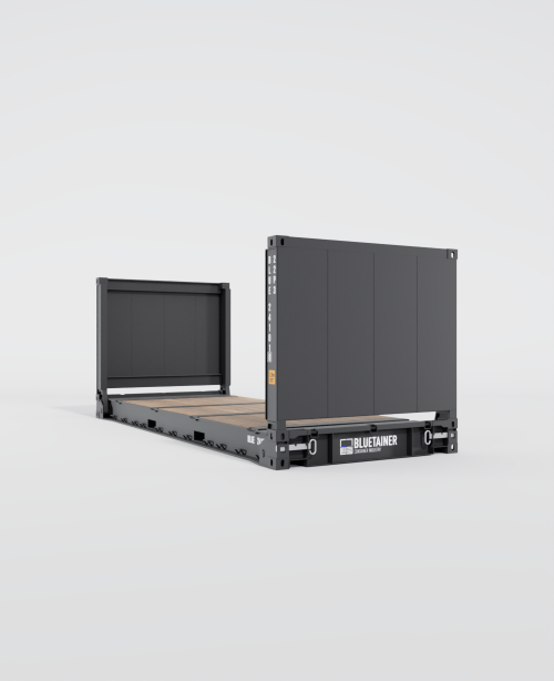 Conteneur maritime 20FT Flat Rack en vue à 60 degrés