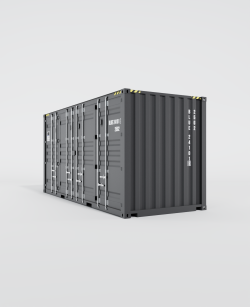 Conteneur maritime 20FT High Cube Open Side vu en angle 60 degrés