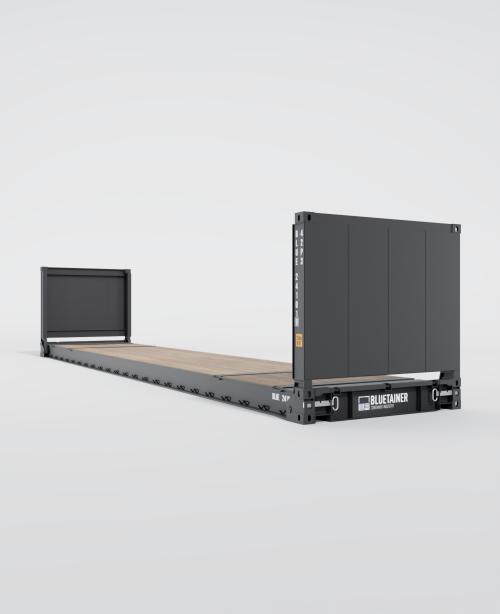 Conteneur maritime 40FT Flat Rack en vue à 60 degrés