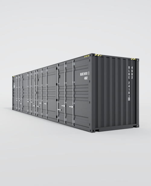 Conteneur maritime 40FT High Cube Open Side en vue à 60 degrés