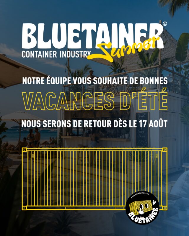 ☀️ Bluetainer prend quelques jours de vacances !Nos équipes seront de retour dès le lundi 17 août.D’ici là, nous souhaitons de très belles vacances à toute notre communauté.Profitez bien de l’été ! 🌊🏖️